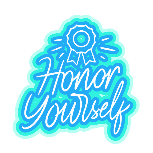 "honor yourself", illustrated text icon